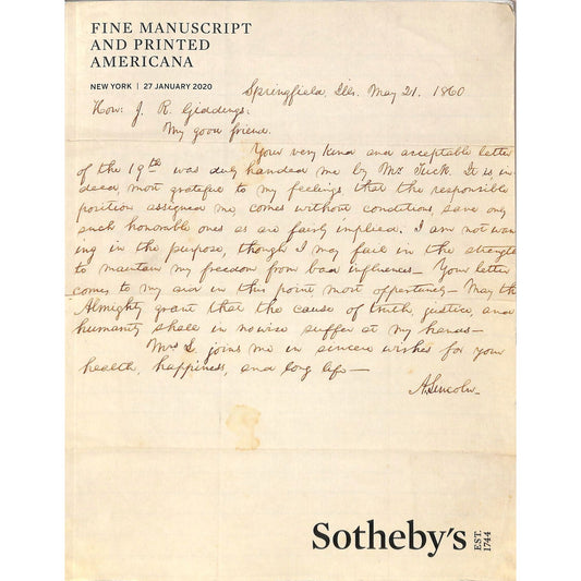 Sotheby's Fine Manuscript and Printed Americana Auction Catalog  January 27, 2020