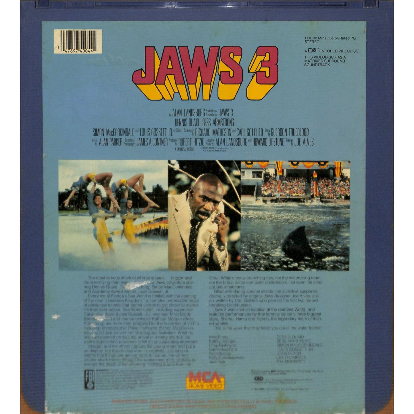 Jaws 3 (1983) Vintage CED RCA SelectaVision Videodisc TESTED WORKING