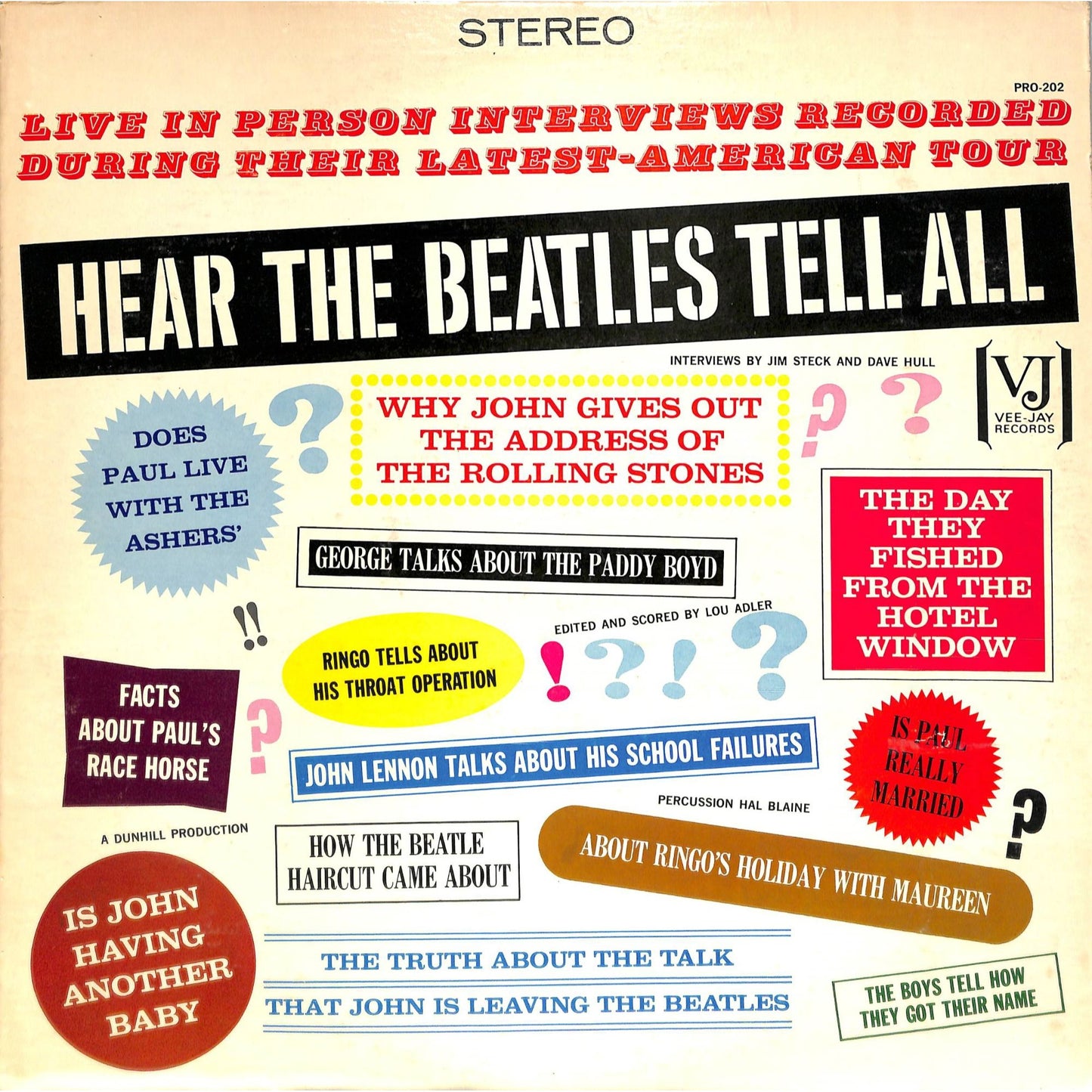 Hear The Beatles Tell All (1964) Interview Vinyl Record PRO-202