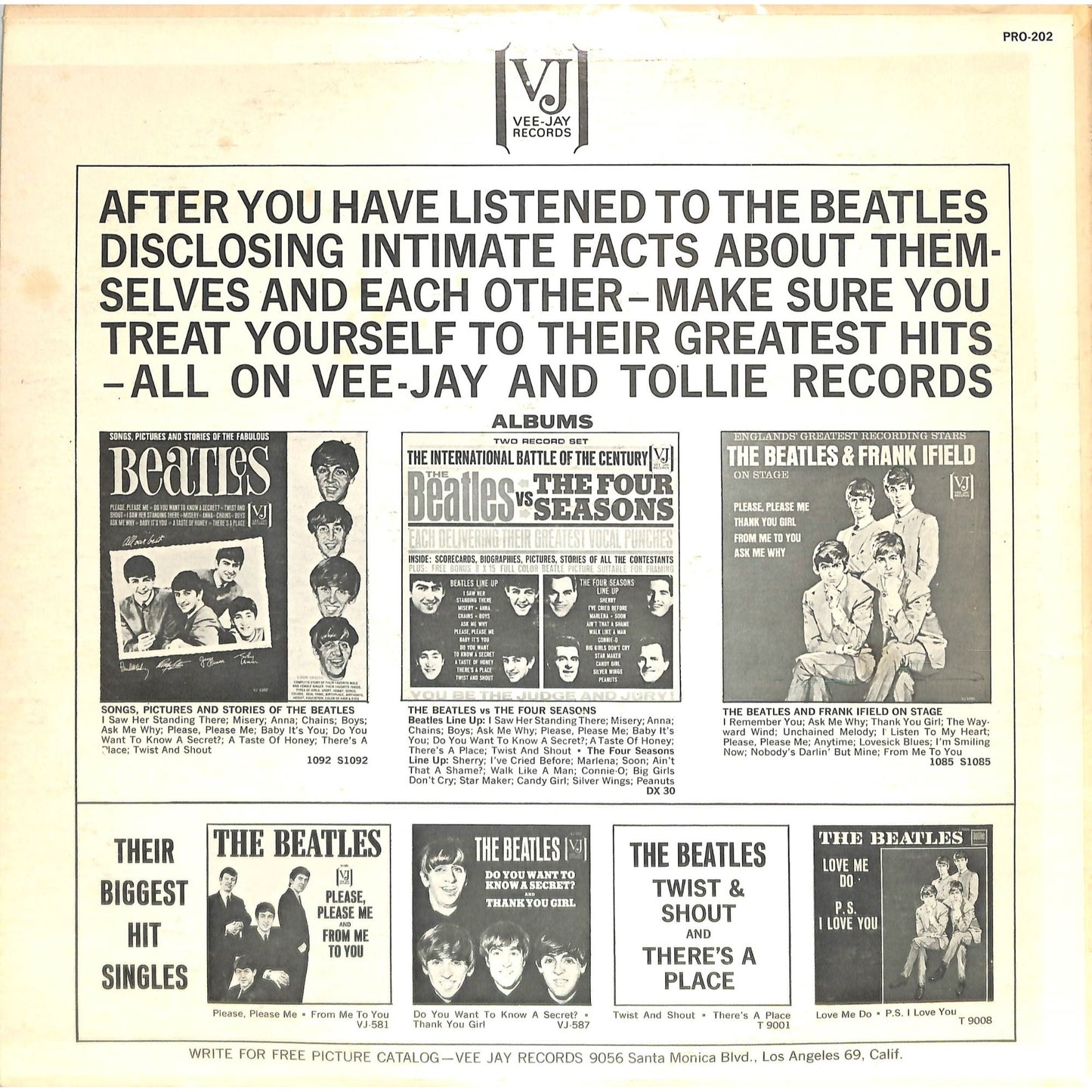 Hear The Beatles Tell All (1964) Interview Vinyl Record PRO-202