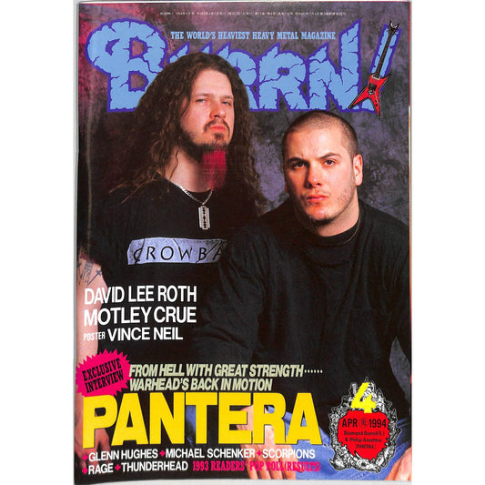 Burrn! Magazine Issue #4 April 1994 Pantera Cover Heavy Metal Japan