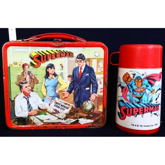 Vintage Metal Superman Lunchbox w/ Thermos