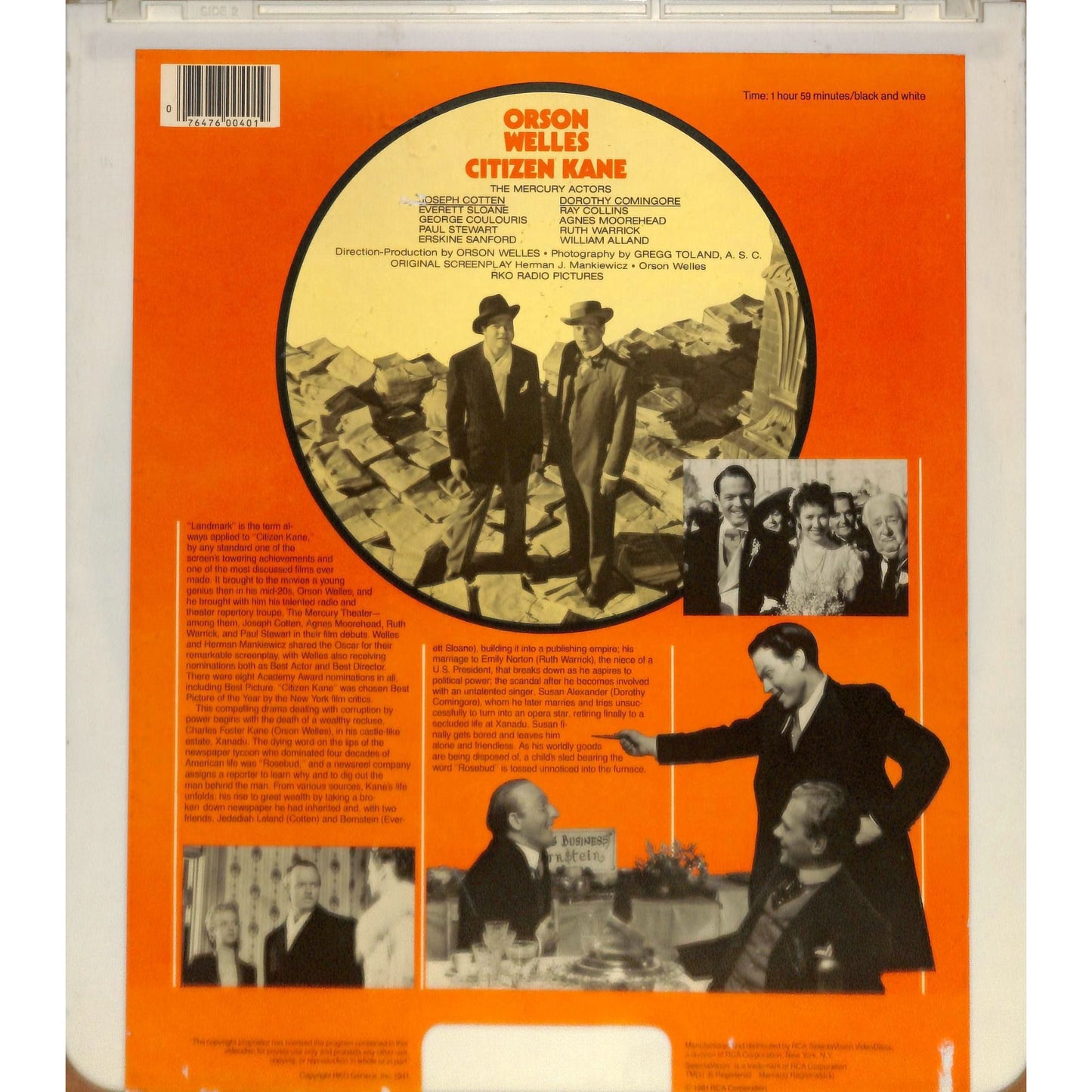 Citizen Kane (1941) Vintage CED RCA SelectaVision Videodisc TESTED WORKING