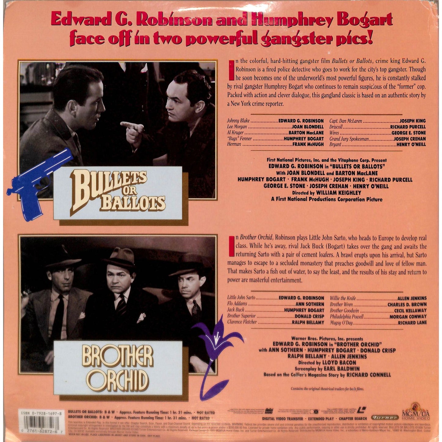 Bullets or Ballots/Brother Orchid MGM Double Feature Laserdisc (1993)