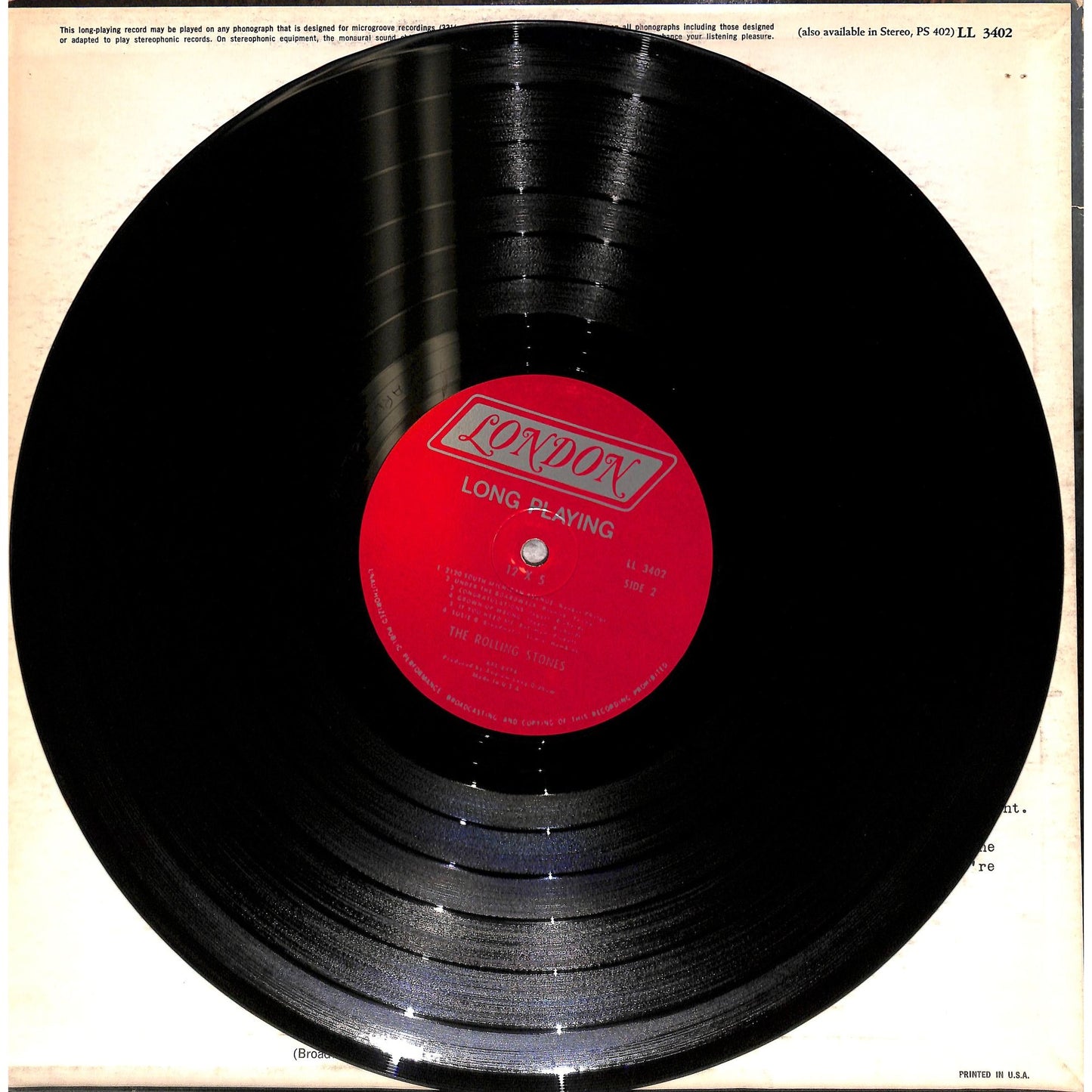 The Rolling Stones - 12 X 5 Mono Vinyl Record LL 3402