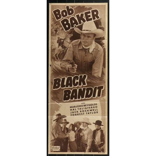 Black Bandit (1938) Original Western Insert Movie Poster Folded 14x36