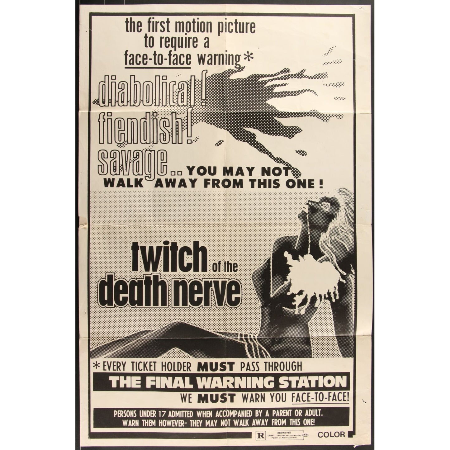 Twitch of the Death Nerve (1971) Original Movie Poster Folded 27x41