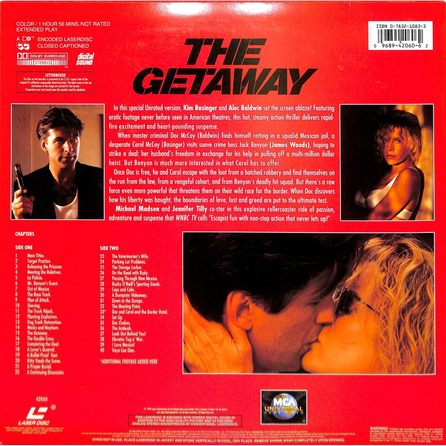 The Getaway, Uncut & Unrated Version (1994) Laserdisc