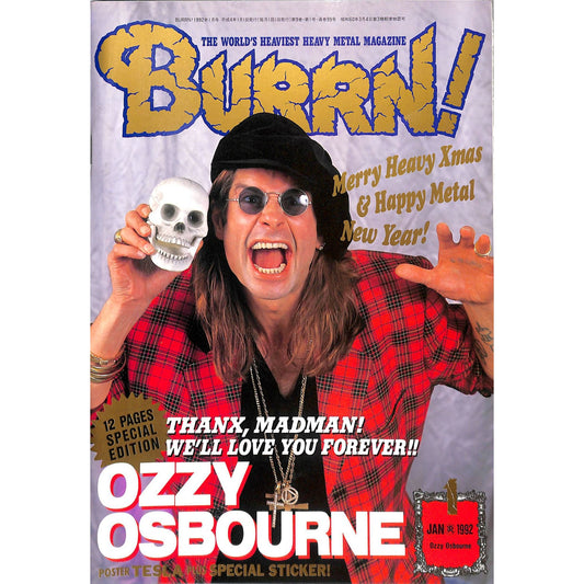 Burrn! Magazine Issue #1 January 1992 Ozzy Osbourne Cover Heavy Metal Japan