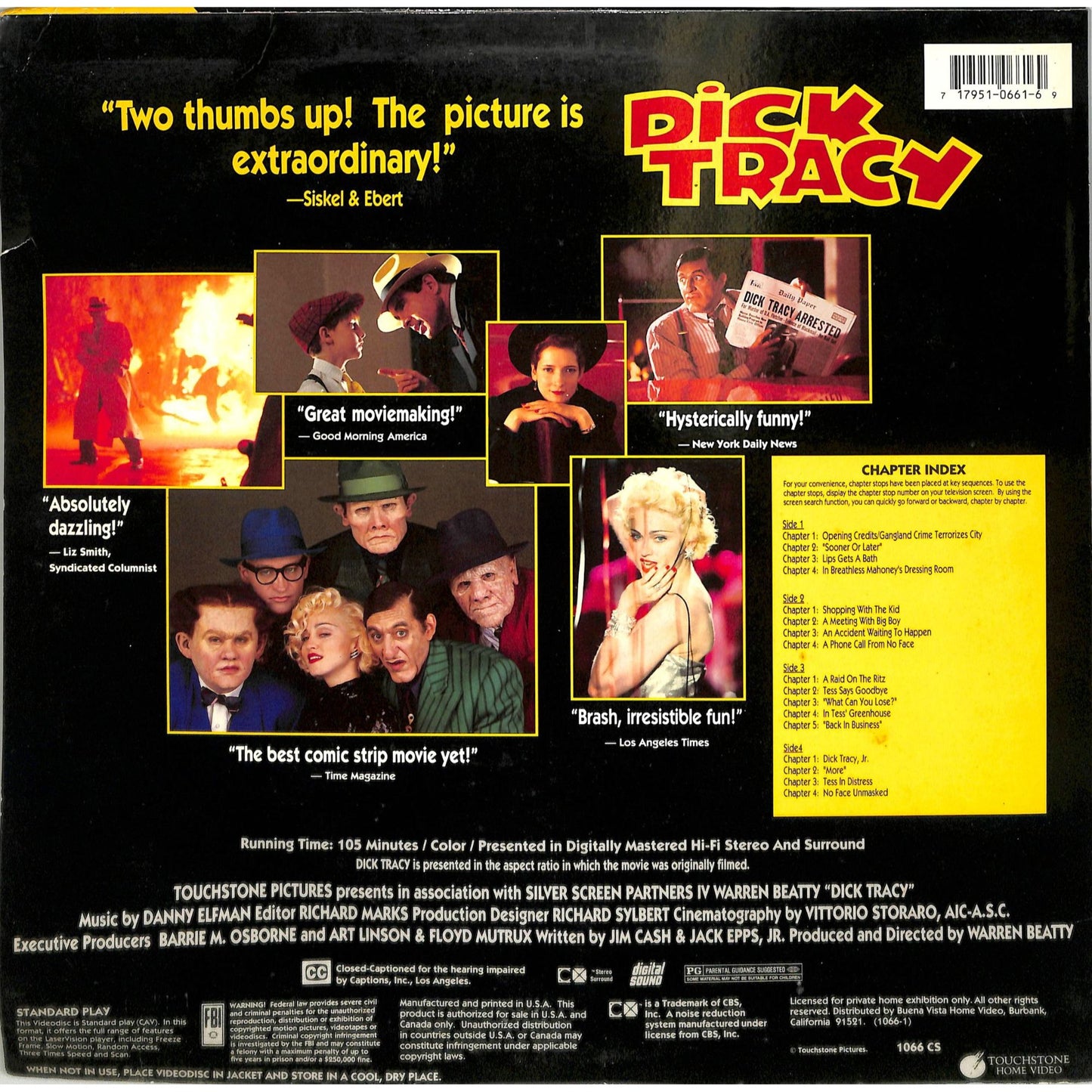 Dick Tracy (1990) Laserdisc Video