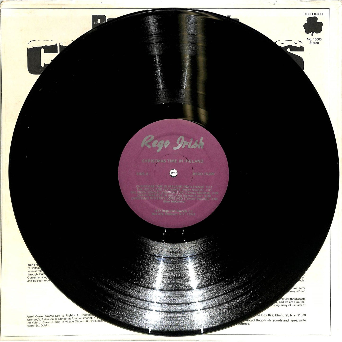 Paddy Noonan's Christmas Time in Ireland (1977) Vinyl Record REGO 16000