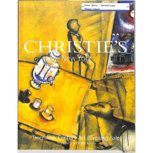 Christie's 20th Century Art Auction Catalog Evening sale November 9, 1999