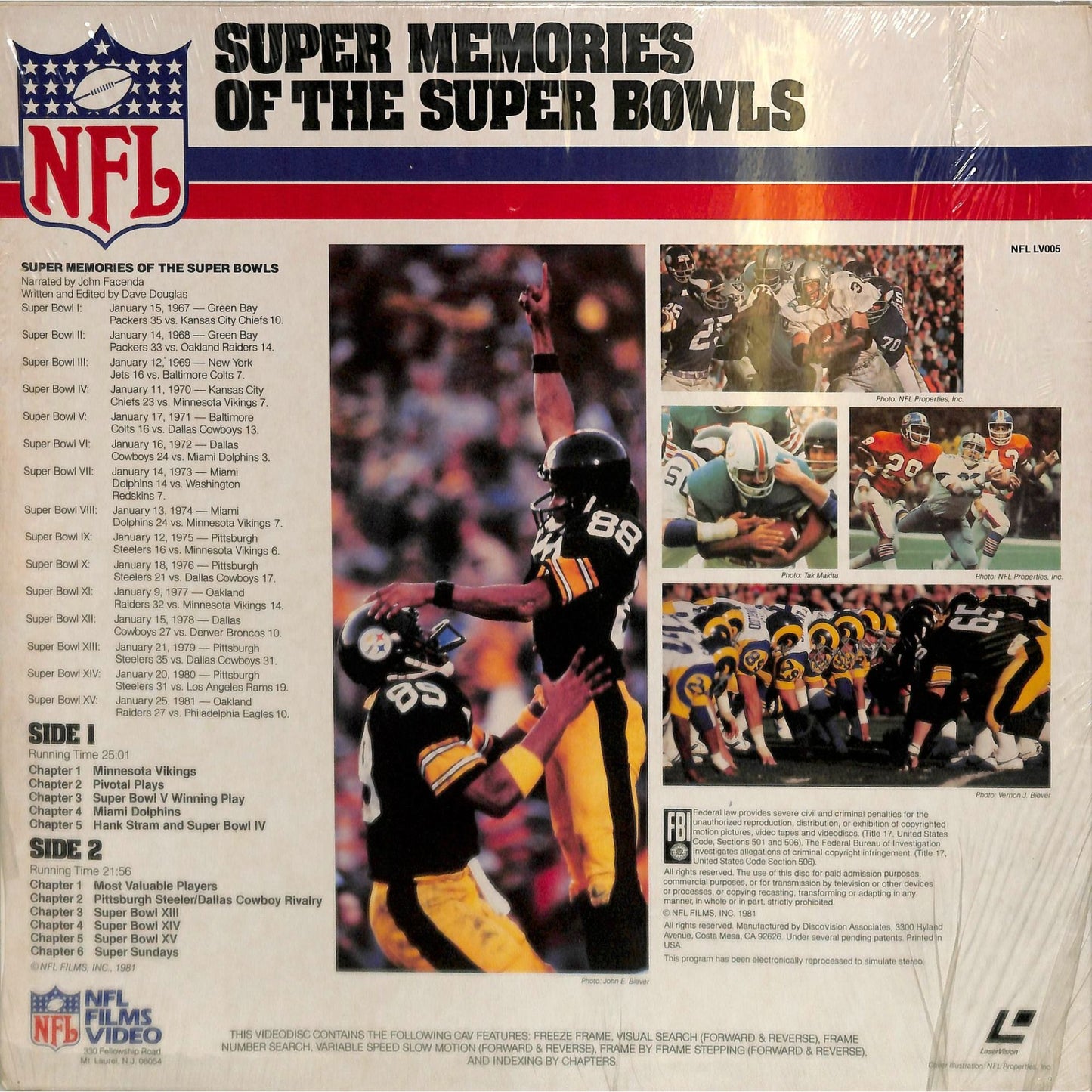 Super Memories of the Super Bowls (1981) Laserdisc