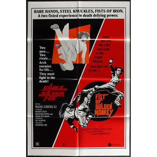 Eagle vs Silver Fox/Fist of Golden Monkey (1980) Original Movie Poster 27x41
