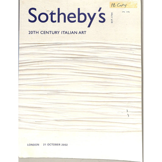 Sotheby's 20th Century Italian Art Auction Catalog October 21, 2002