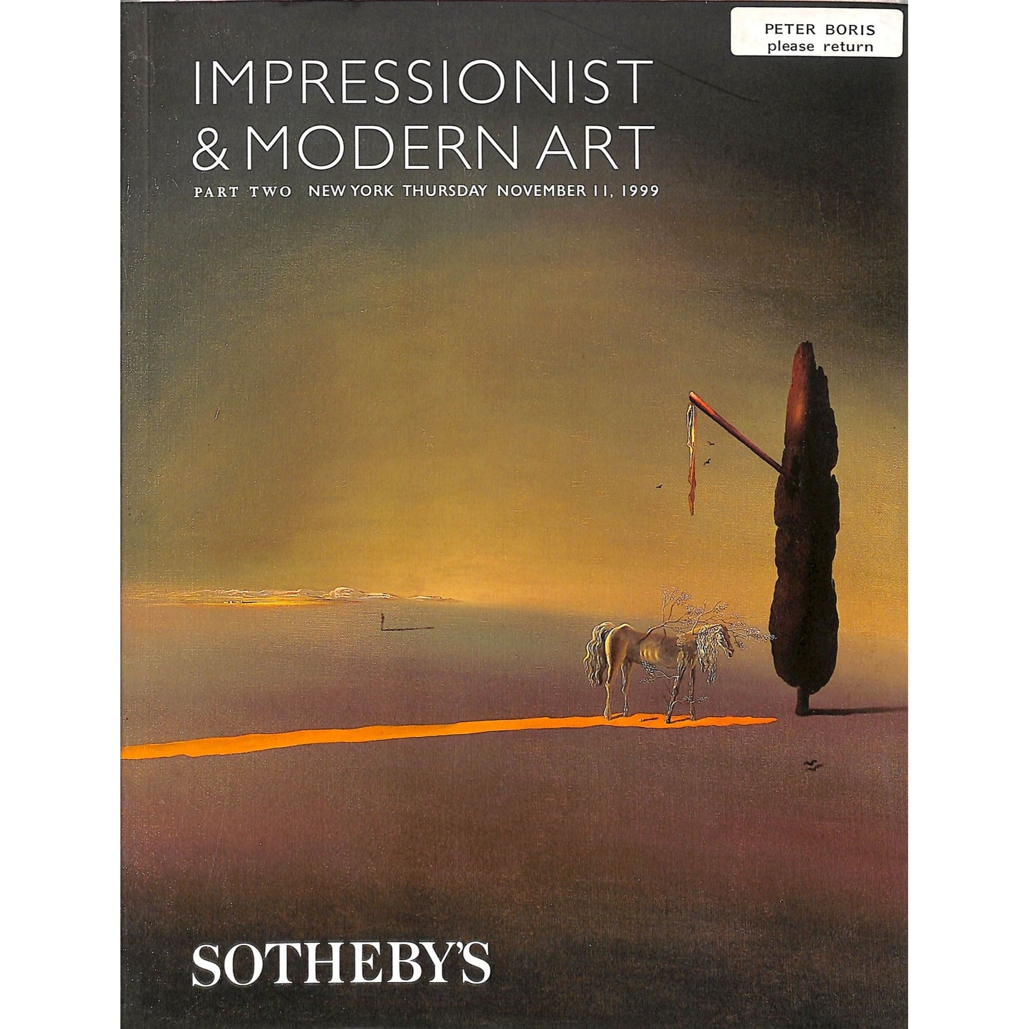 Sotheby's Impressionist and Modern Art Part 2 Auction Catalog November 11, 1999