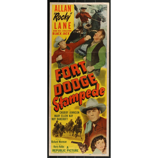 Fort Dodge Stampede (1951) Original Western Insert Movie Poster Folded 14x36