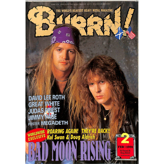 Burrn! Magazine Issue #2 February 1991 Kal Swan Cover Heavy Metal Japan