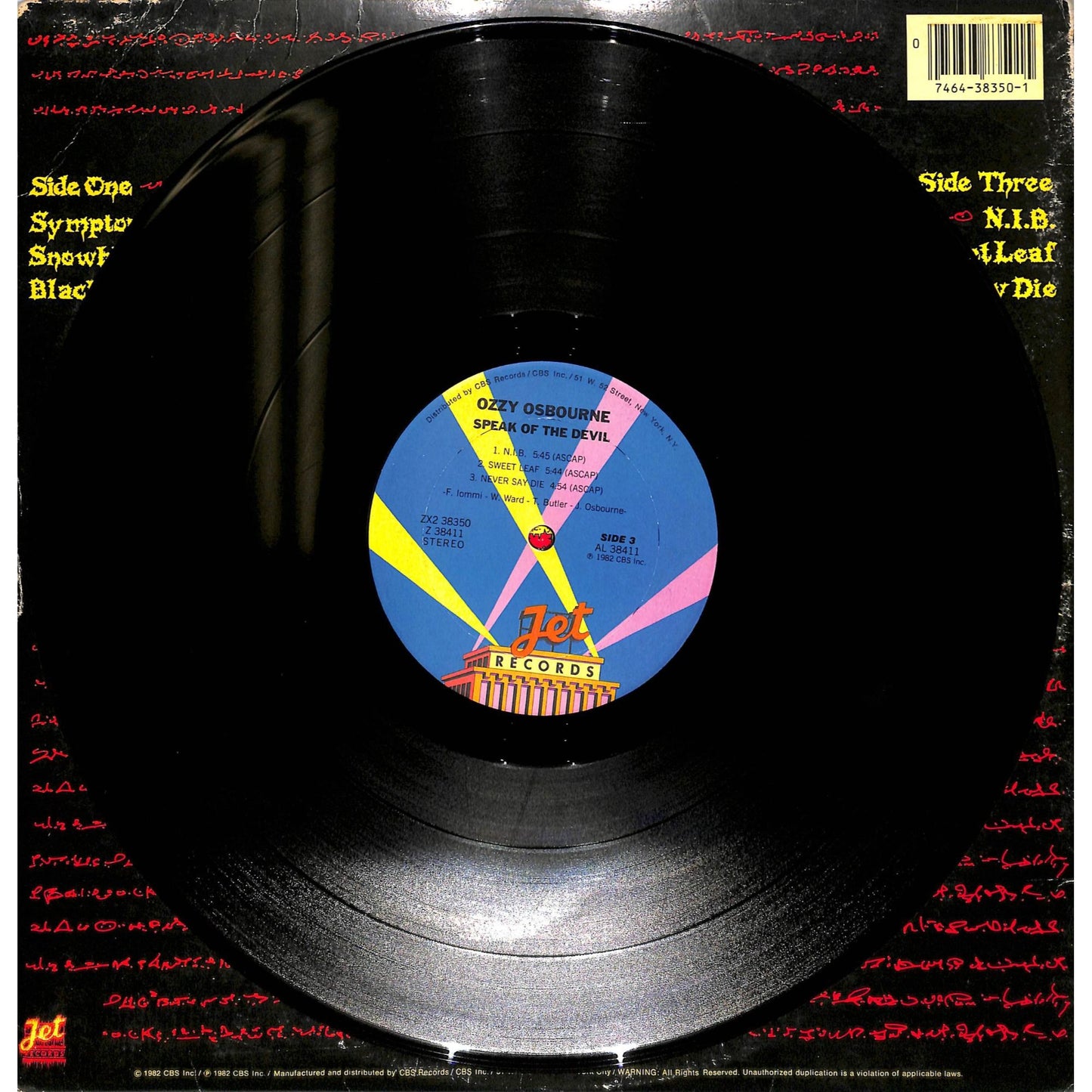 Ozzy Osbourne - Speak of the Devil 2LP Vinyl Record ZX 2 38350