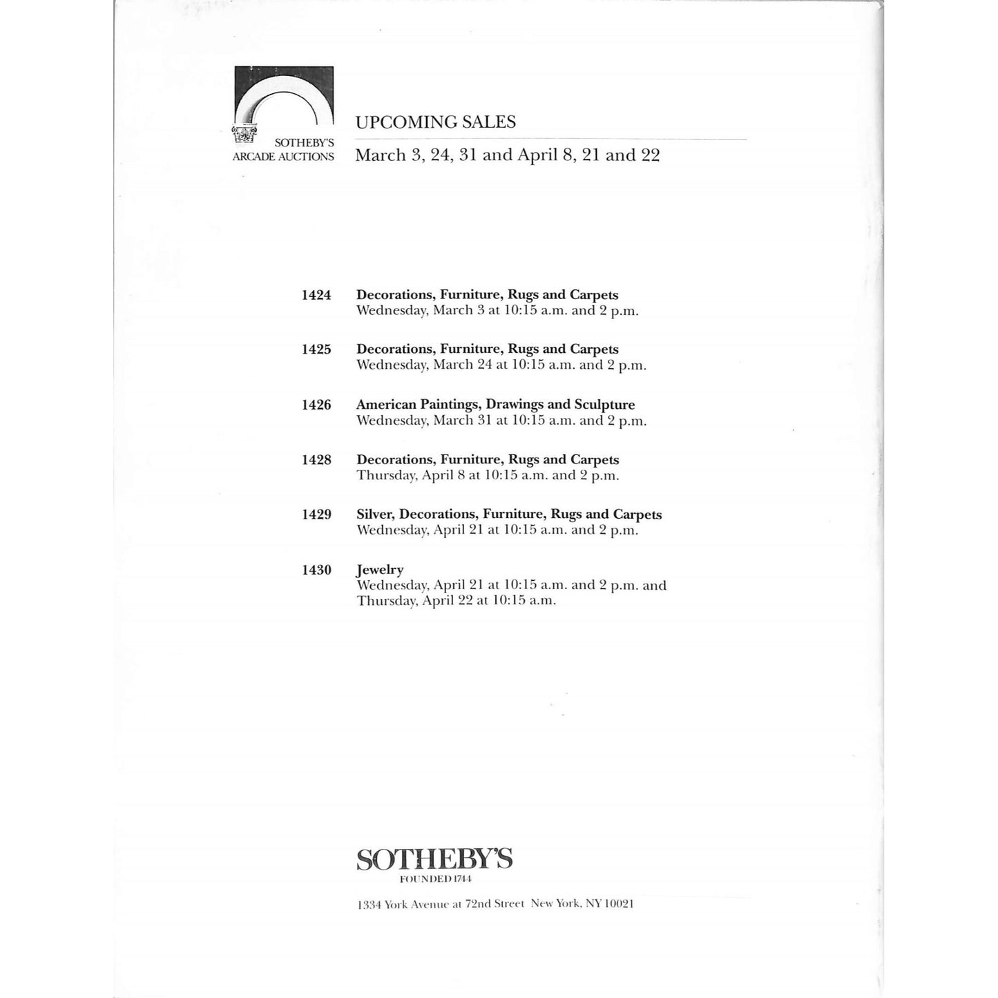 Sotheby's Modern and Contemporary Art Auction Catalog February 26,1993