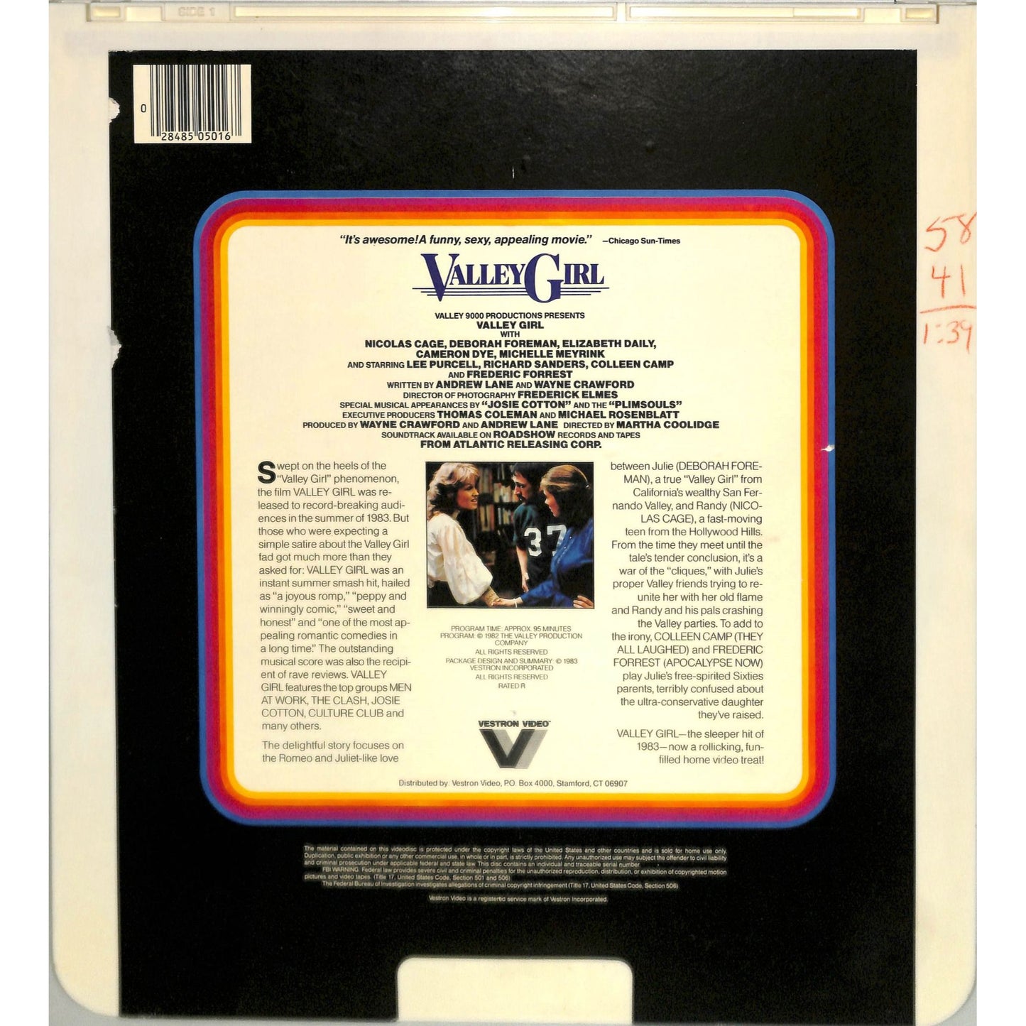 Valley Girl (1983) Vintage CED Videodisc