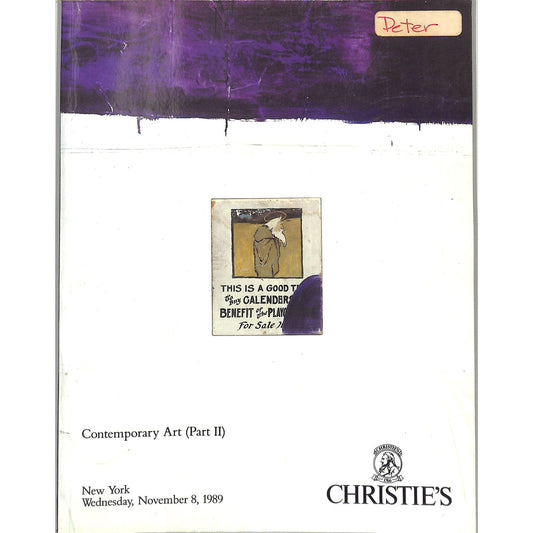 Christie's Contemporary Art Part 2 Auction Catalog November 8, 1989