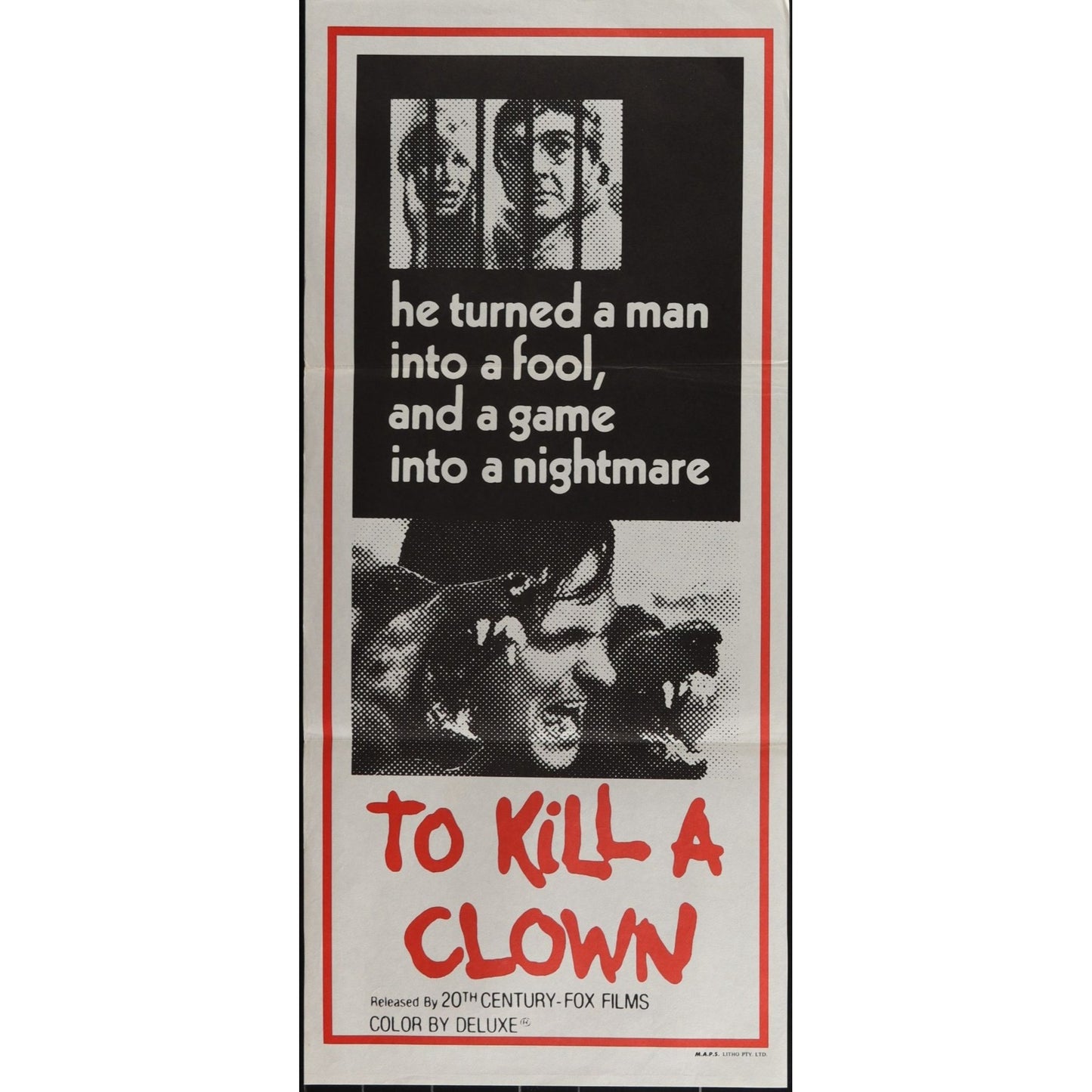 To Kill a Clown (1972) Original Australian Daybill Poster 13x30