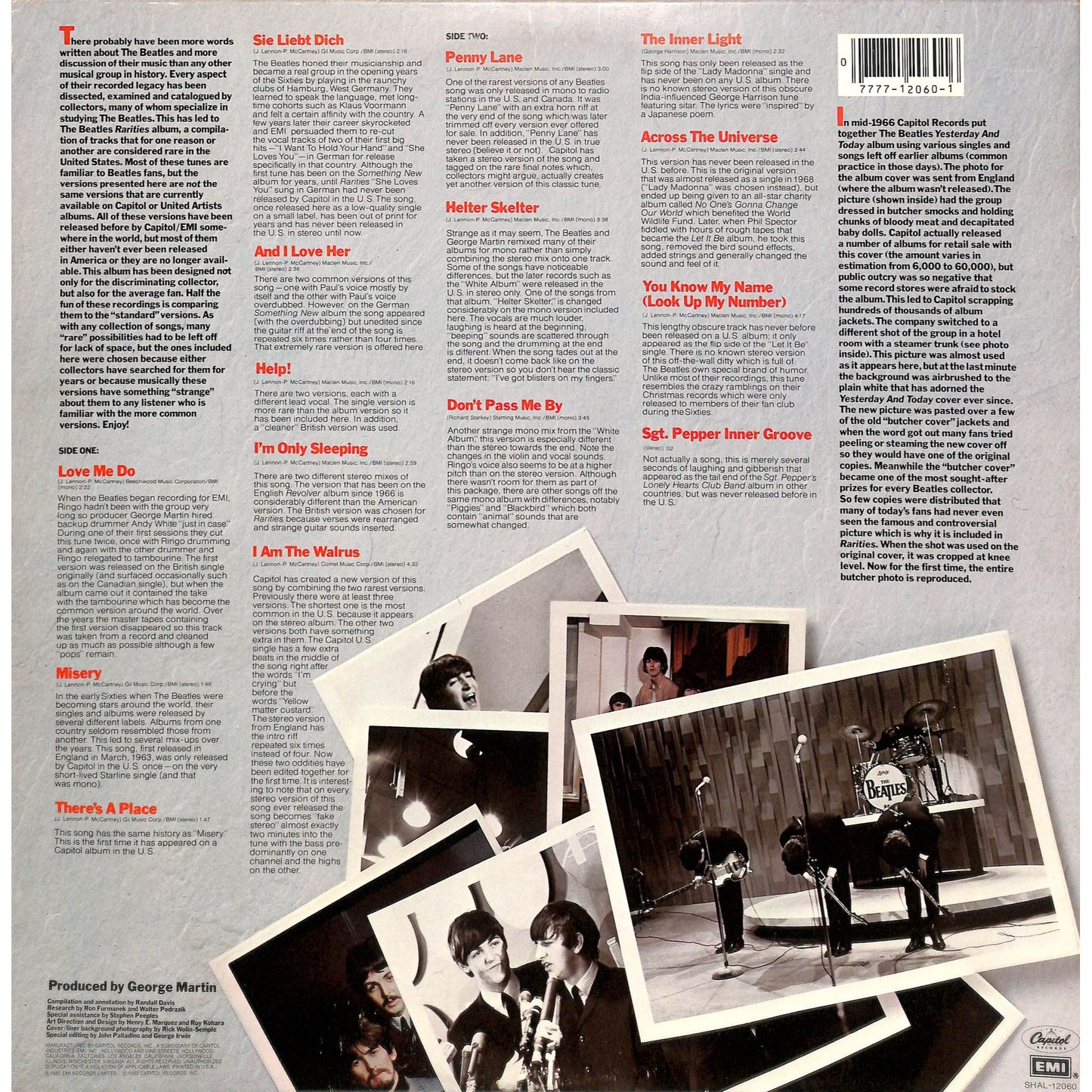 The Beatles - Rarities Vinyl Record SHAL-12060