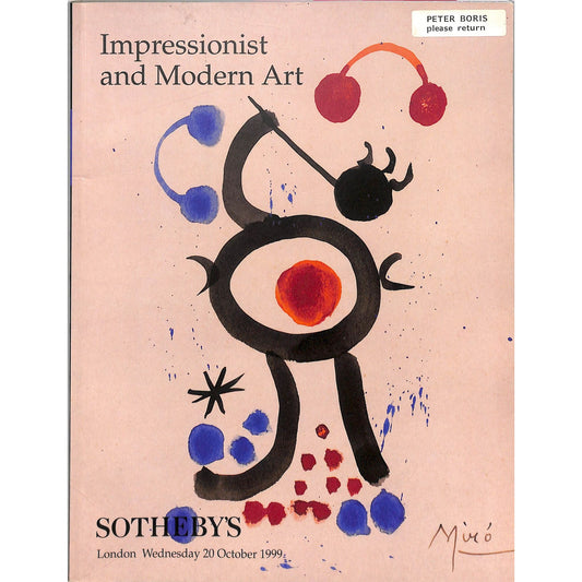 Sotheby's Impressionist and Modern Art Auction Catalog October 20, 1999
