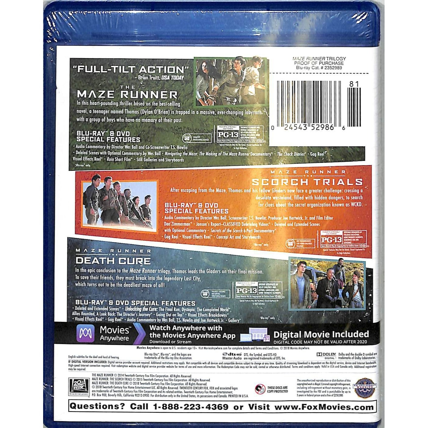 Maze Runner Trilogy [DVD+BLU-RAY] NEW SEALED