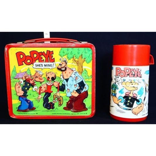 Vintage metal Popeye lunchbox w/ thermos