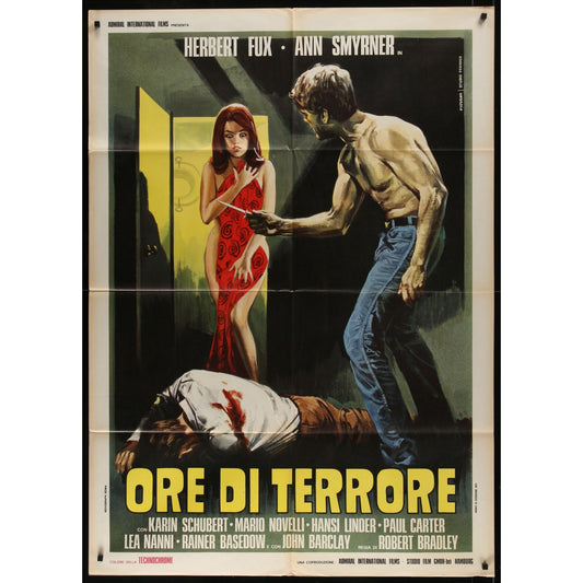 Hours of Terror (1971) Original Italian 1P Movie Poster Folded 39x55
