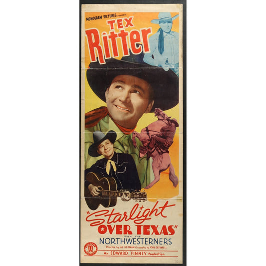 Starlight Over Texas (1938) Original Western Insert Movie Poster Folded 14x36