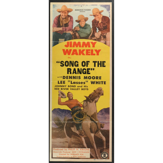 Song of the Range (1944) Original Western Insert Movie Poster Folded 14x36