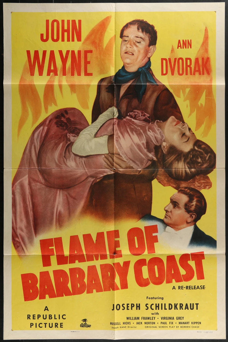 Flame of Barbary Coast (1945) Re-Release Movie Poster 27x41 John Wayne