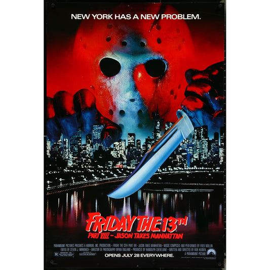 FRIDAY THE 13th PART VIII Original Theatrical Unfolded Movie Poster 27" x 40 1/4"