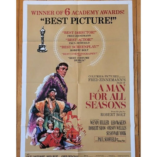 A Man for All Seasons (1966) Original Movie poster 27x41 Folded