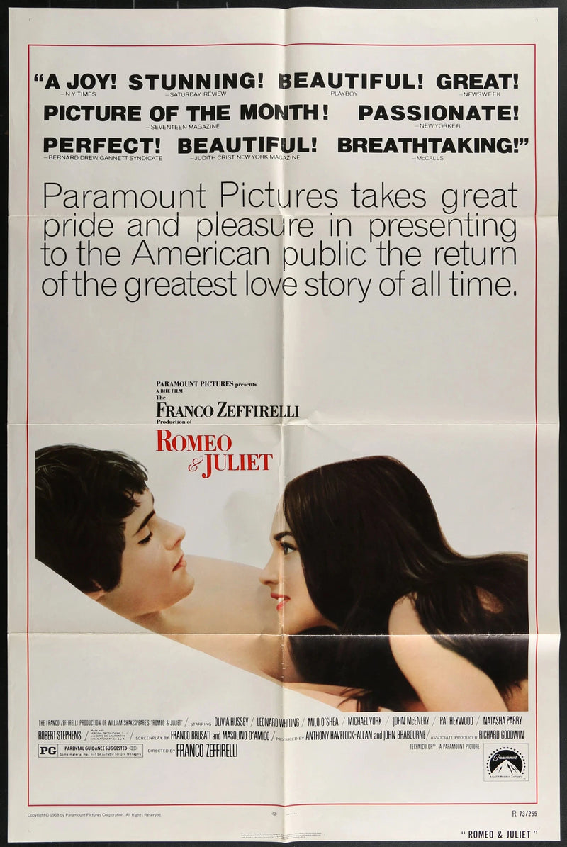 Romeo & Juliet (1973) Re-Release Original One Sheet Poster 27x40