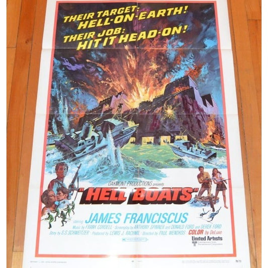Hell Boats (1970) Original Movie Poster 27x41 Folded James Franciscus