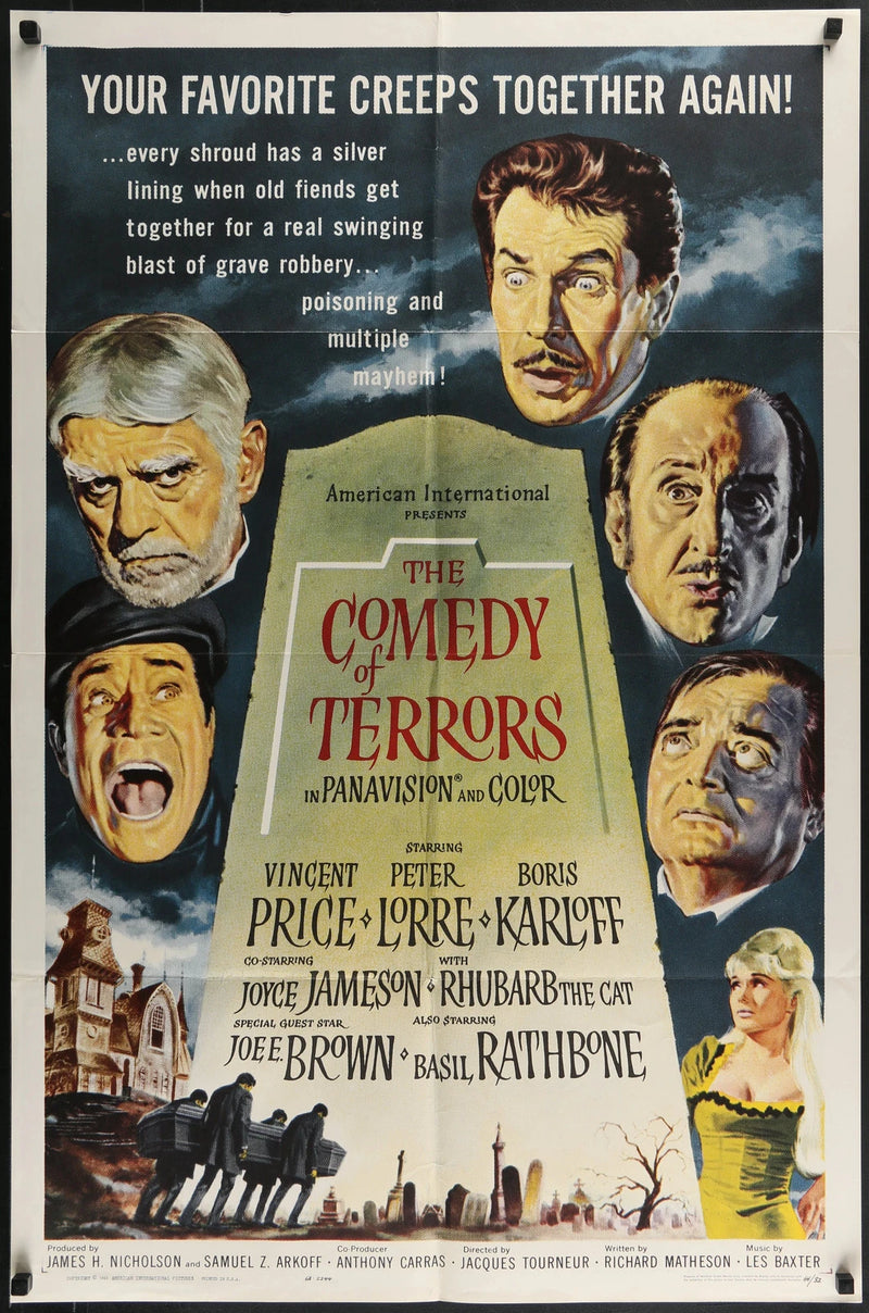 Comedy of Terrors 1964 Original 1 Sheet Poster 27x41 Vincent Price Karloff Lorre