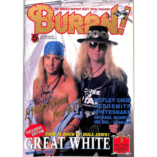 Burrn! Magazine Issue #1 January 1990 Great White Cover Heavy Metal Japan