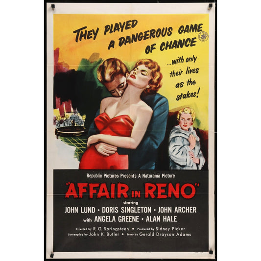 AFFAIR IN RENO Original 1957 Theatrical Folded One-Sheet Movie Poster 27" x 41"