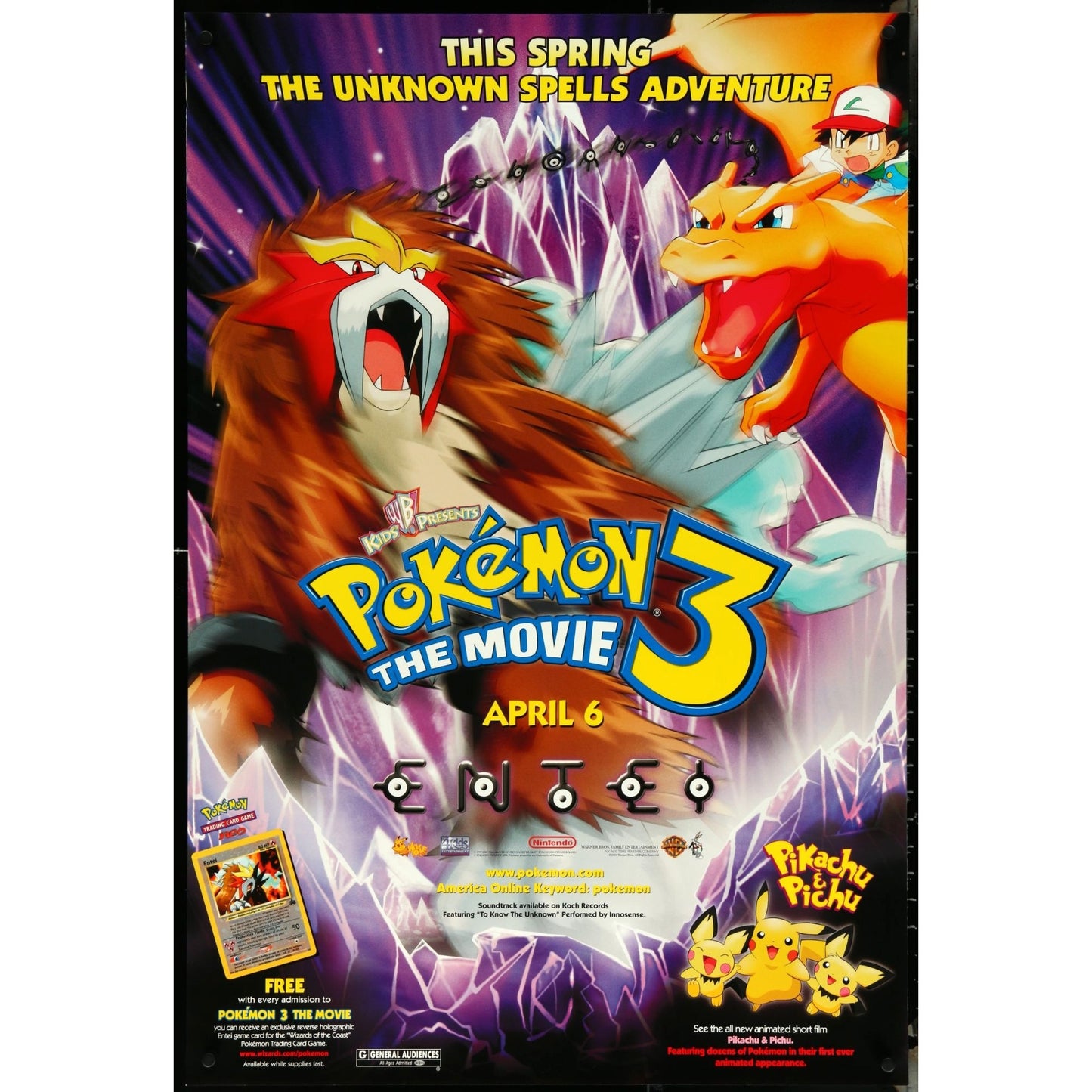 Pokémon 3 The Movie (2000) Original Rolled DS Advance Movie Poster 27x40 Ex Cond