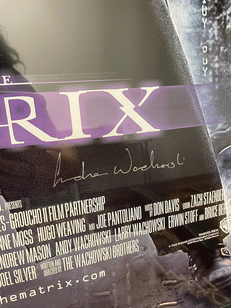 The Matrix Original DS 27x40 Poster Framed Signed Lana & Andy Wachowski
