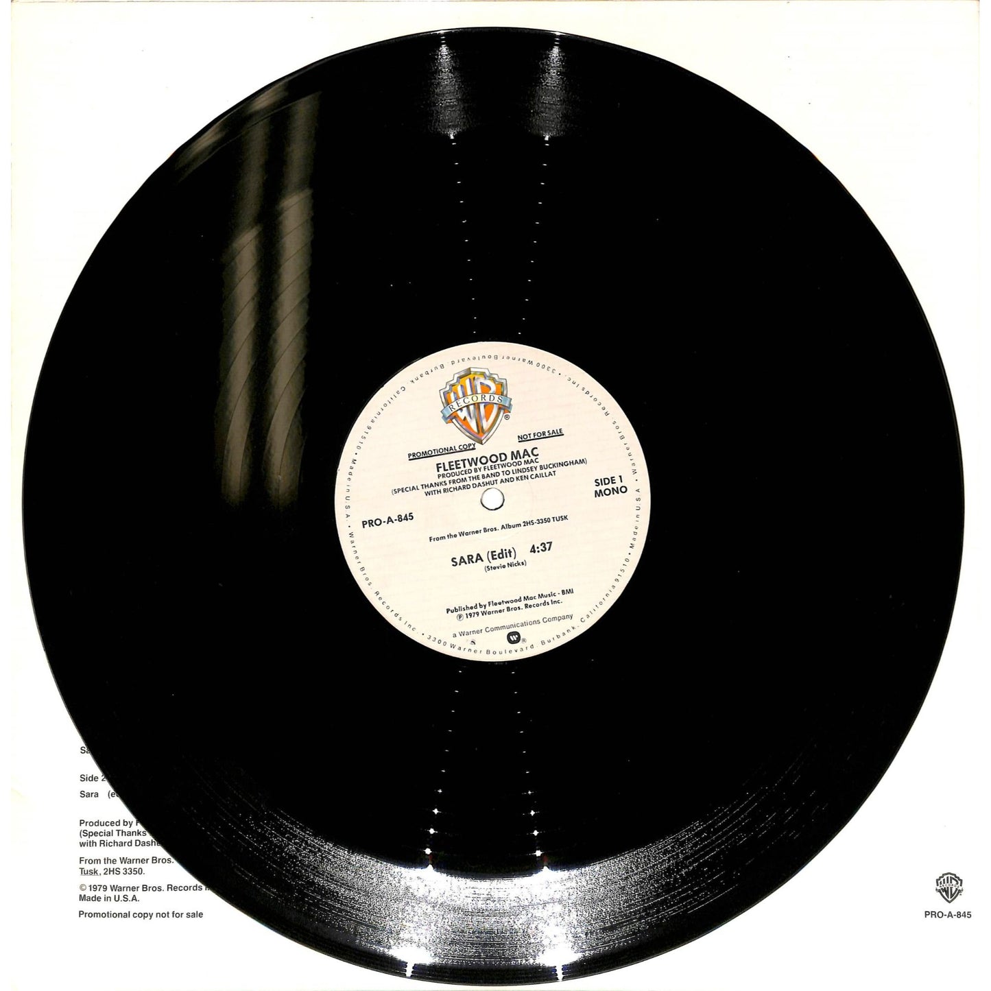 Fleetwood Mac - Sara Mono Single Vinyl Record PRO-A-845