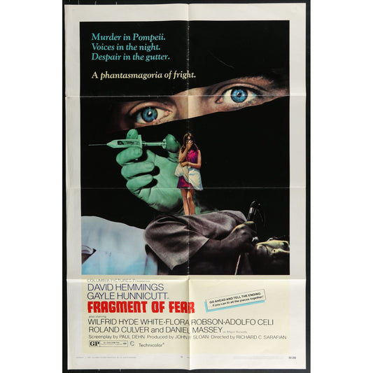 Fragment of Fear (1970) Original Movie Poster Folded 27x41
