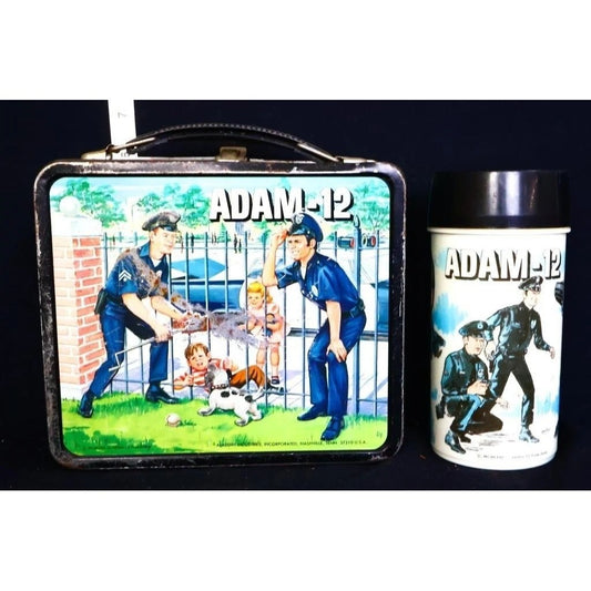 Vintage metal Adam 12 lunchbox w/ thermos