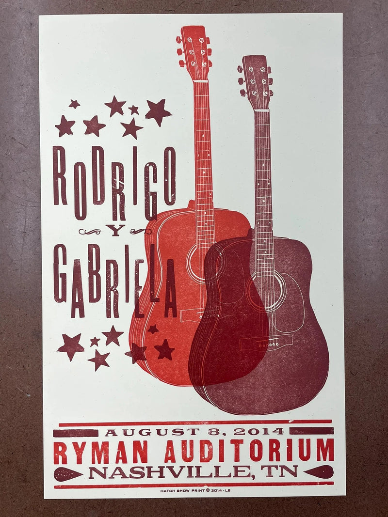 Rodrigo y Gabriela 2014 Ryman Auditorium Nashville TN Hatch Show Print Poster