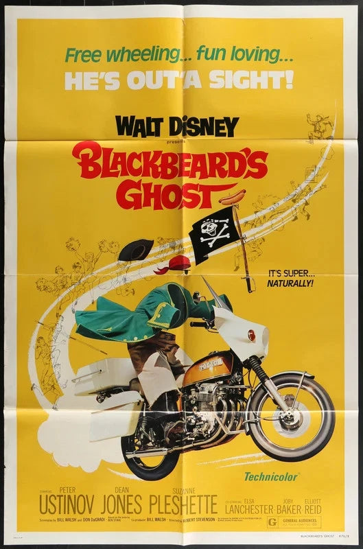 Blackbeard's Ghost (1968) Original Movie Poster 27x41 Walt Disney Peter Ustinov