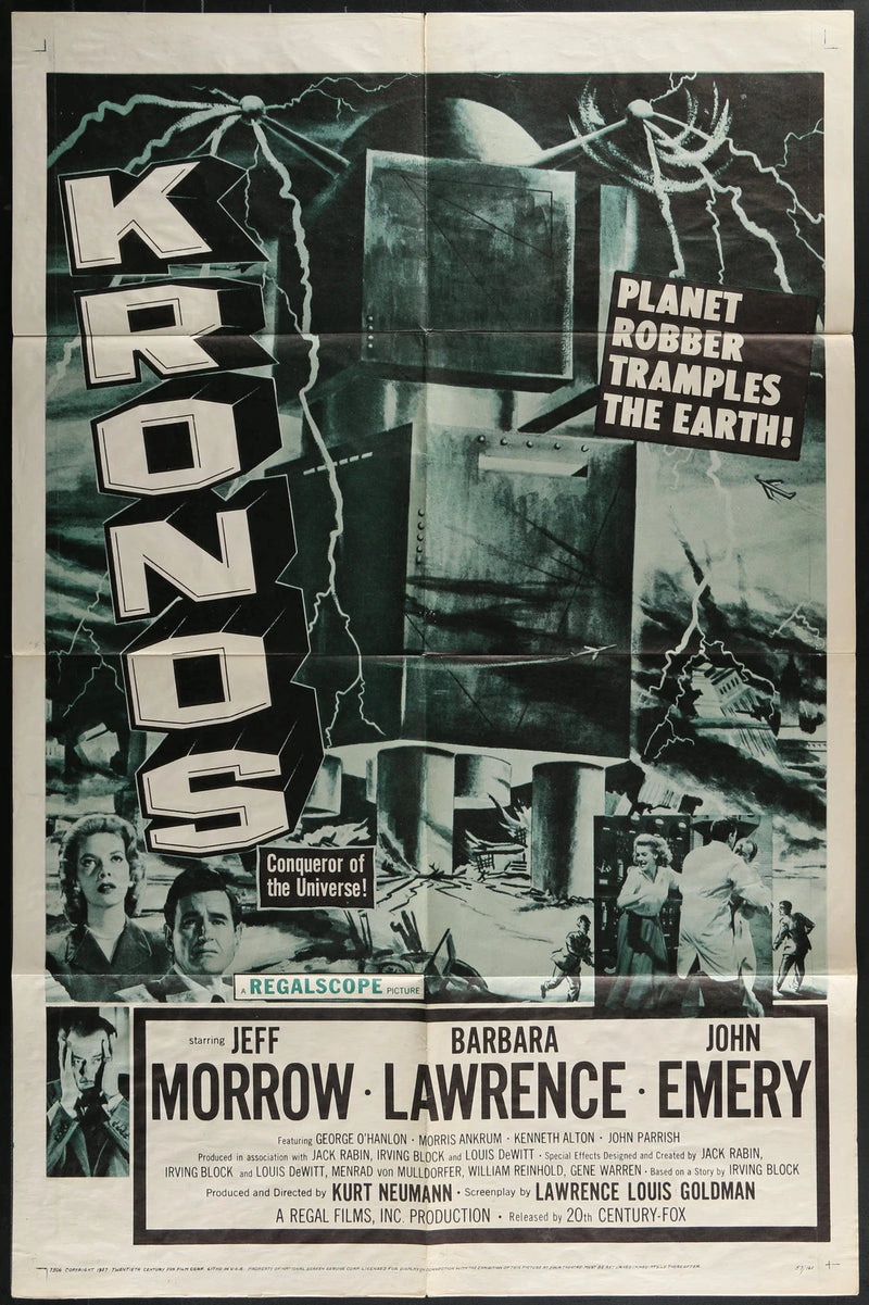 Kronos (1957) Original One Sheet Sci-Fi Horror Poster 27x41 Jeff Morrow